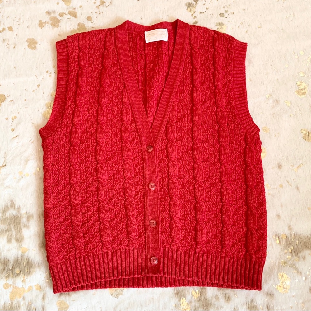 Pendleton Vintage Red Cableknit Vest
